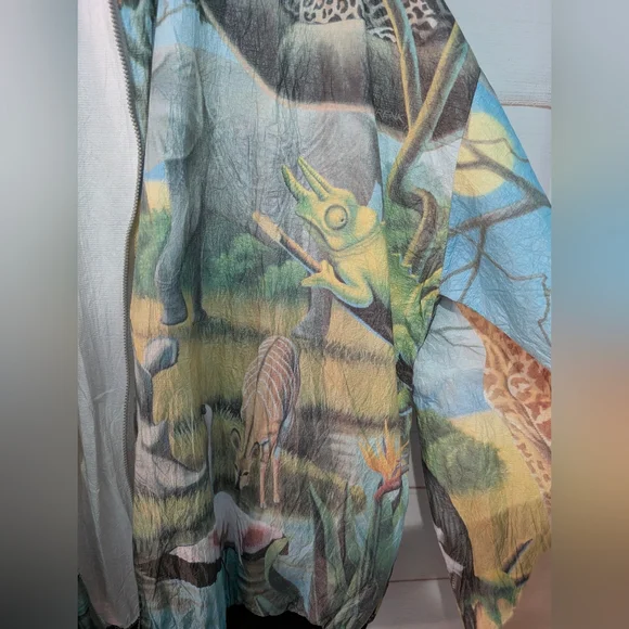 VINTAGE RARE Colorful Animal Print Bomber Jacket Size Large - Picture 6 of 13